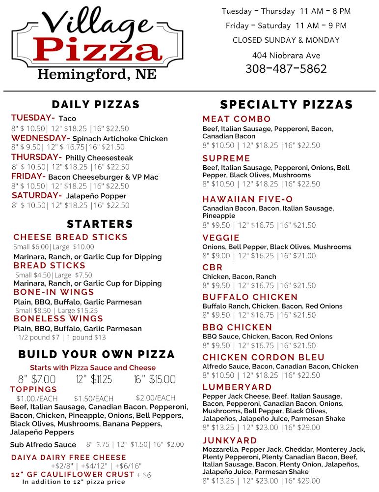 Village Pizza Menu image 2